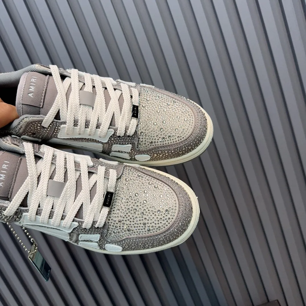 Men's men's shoes 💰600 AMIRI high street sneakers with bone sports shoes, toe layer cowhide upper, upper side bones, hand-stitched, good three-dimensional effect, customized metal LOGO, size 38-45 46